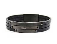 دستبند چرم و استیل Viva