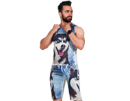 ست رکابی و شلوارک مردانه Siberian Husky