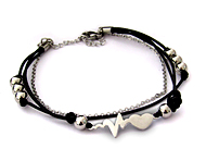 دستبند چرم و استیل طرح ضربان قلب