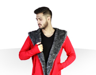 هودی خزدار مردانه Red