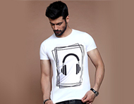 تی شرت مردانه طرح هدفون (سفید)